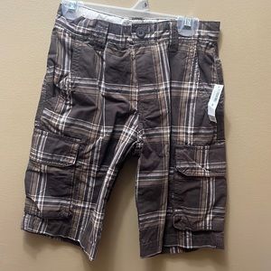 Old Navy Plaid Cargo Khaki Boys Shorts Size 8